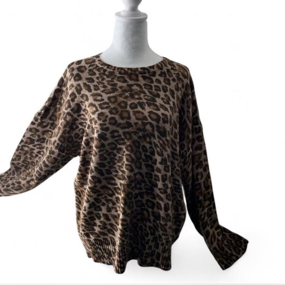 Cozy,Chunky,CottonOn Brown Leopard Print Women's Sweater NWOT